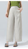 Women’s linen pants with cropped wide leg drape