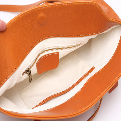 Retro Cowhide Leather Messenger Tote Purse