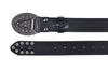 Black Leather Biker Belt with Rivets for Men and Women