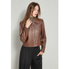 Petite slimfit leather blazer jacket
