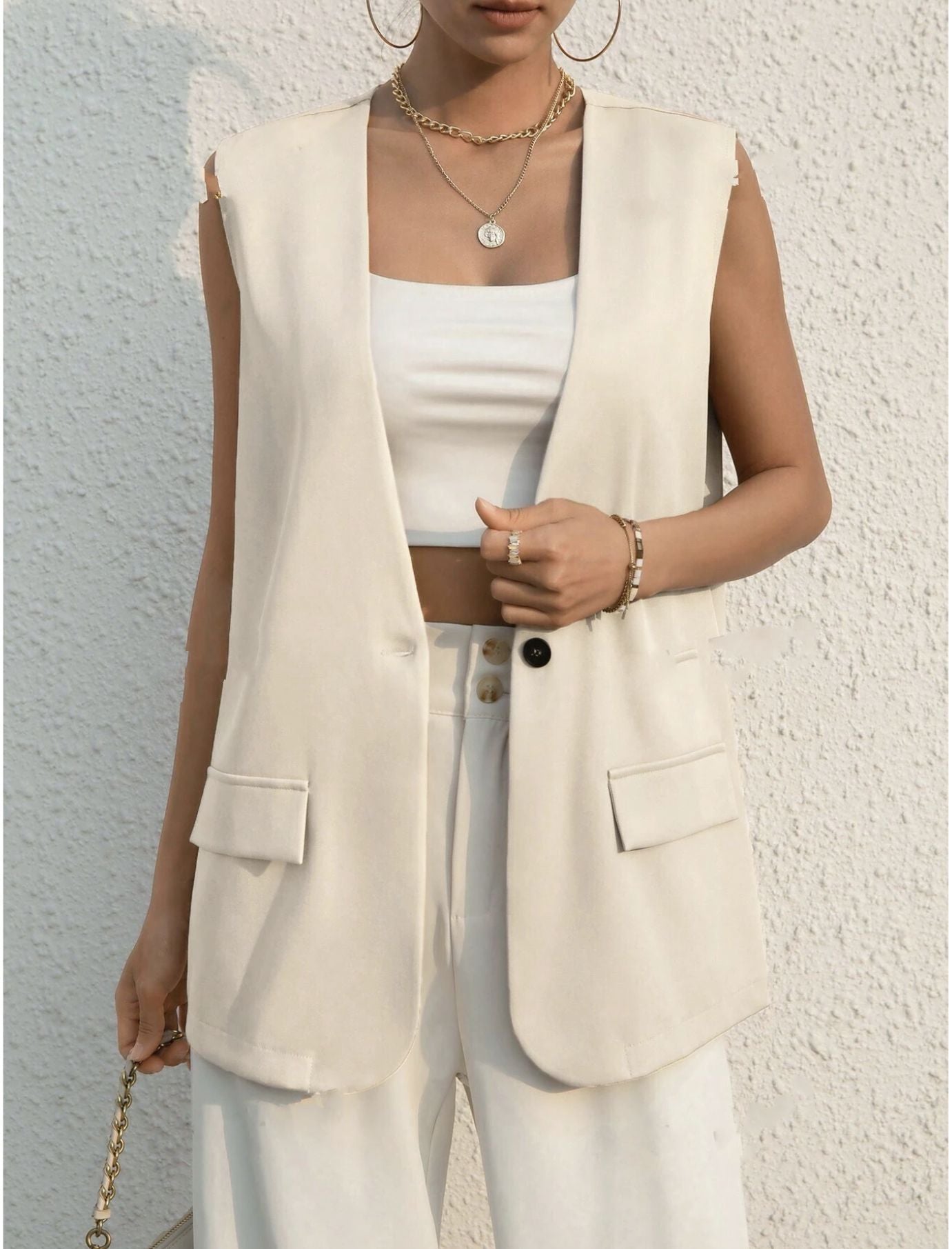 women's oversized v neck vest