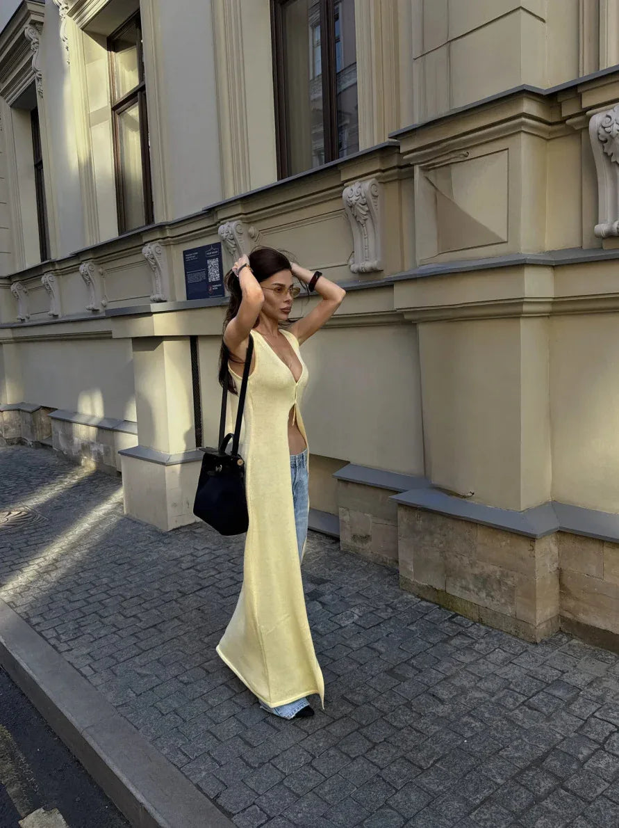 Soft knit long vest cardigan for summer days