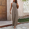 Women’s Halter Neck Wide Leg Jumpsuit Sleeveless High Collar