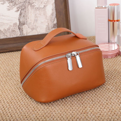 Women’s Genuine Leather Cosmetic Bag with Interior Travel Organizer