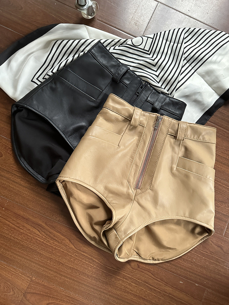 Women high waisted leather short shorts
