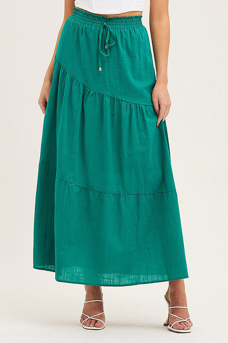 long pleated skirt Ruffle Hem Knot