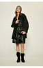 Women’s Oversized Leather Bomber Jacket Moto Trench Coat