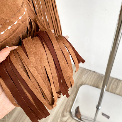 Women’s Bohemian Embroidered Fringe Suede Vest