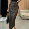 High Waist Faux Leather Midi Skirt Bodycon Fit