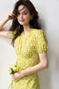 yellow floral v neck midi dress summer