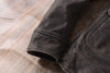Men Distressed Cowhide Leather Trucker Jacket