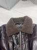 women genuine sheepskin bomber jacket with fur collar