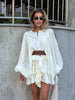 Layered ruffle lantern sleeve mini dress