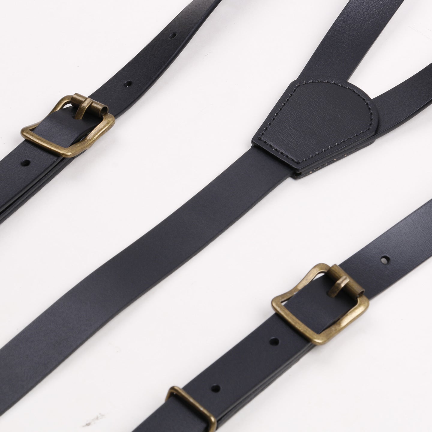 Adjustable men leather suspenders with three clips