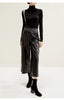 Irregular Cut Leather Wide Leg Pants for Women Cropped Straight Fit