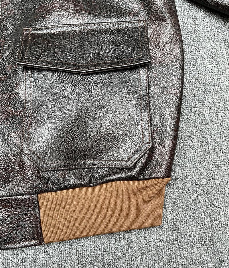 Men’s Heat-Stamped Cowhide Leather Aviator Jacket
