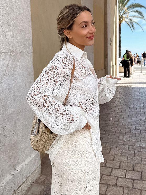 New lace hollow-out shirt jacket