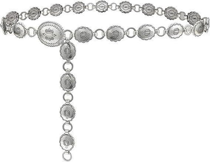 Women’s Engraved Medallion Waist Chain with Vintage Drop Detail
