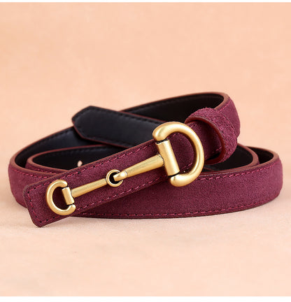 Women’s Suede Leather Horsebit Belt in Cowhide