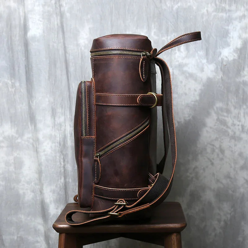 Retro leather backpack for men 15 inch laptop