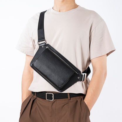 Men's Small Leather Chest Bag with Strap