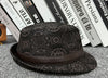 Leather jazz hat with hand-embossed design