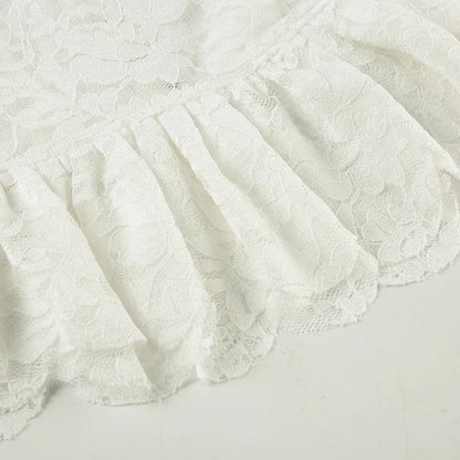 retro lace square-neck long sleeve top