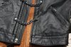 Black chain front motorcycle leather vest for men