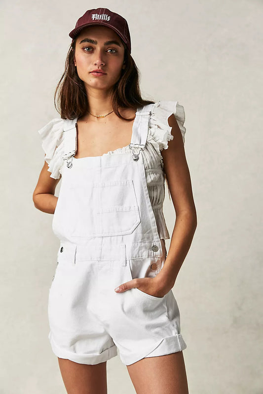 Trendy Women's Denim Short Overalls