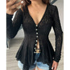 brown lace irregular hem button top cardigan 2 S