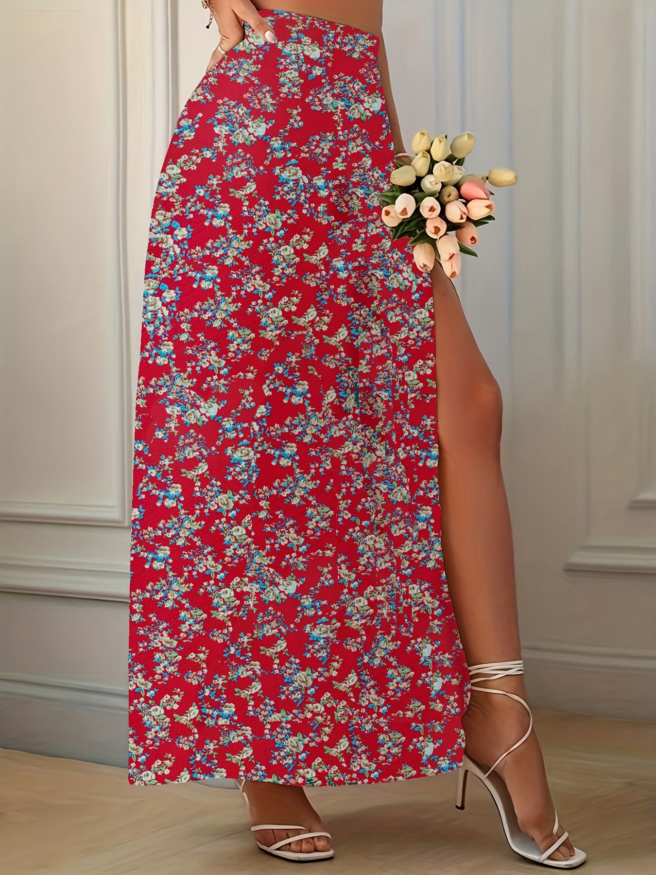 split thigh maxi skirts for women