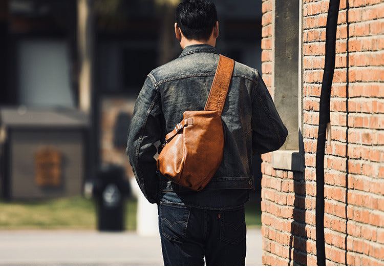 Men’s Genuine Leather Waist Bag Crossbody Chest Belt Bags