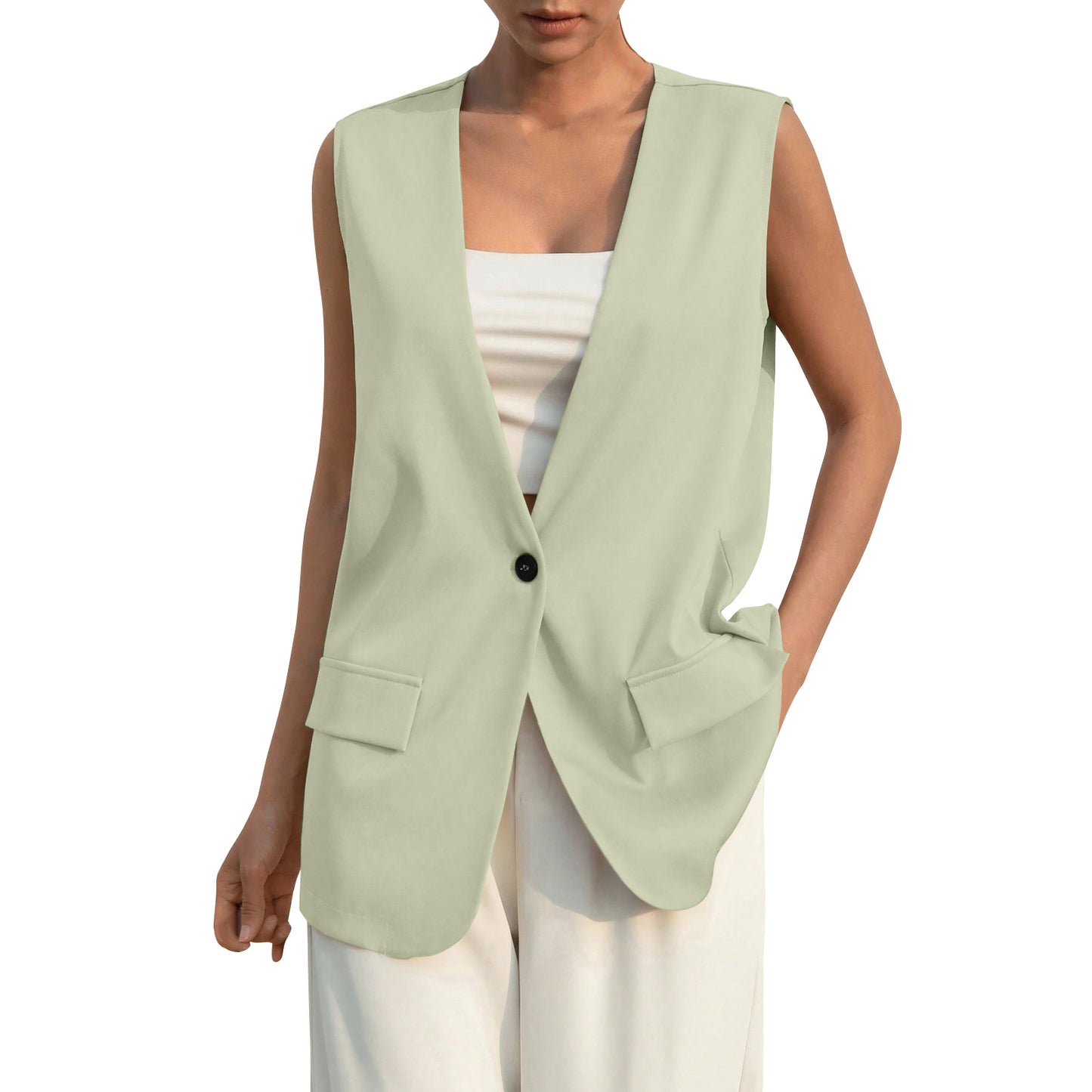 women's oversized v neck vest