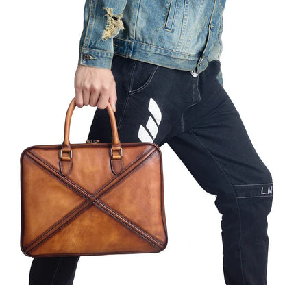 Vintage leather messenger bag for men office travel