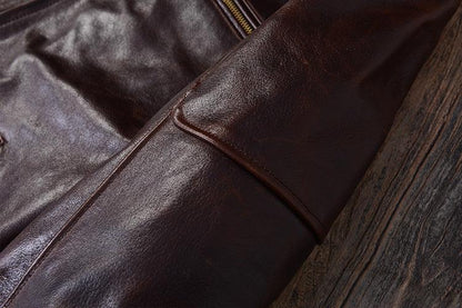 Men Waxed Leather Motorcycle Jacket