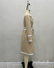Beige Double-Breasted Trench Coat with White Wave Trim for Women