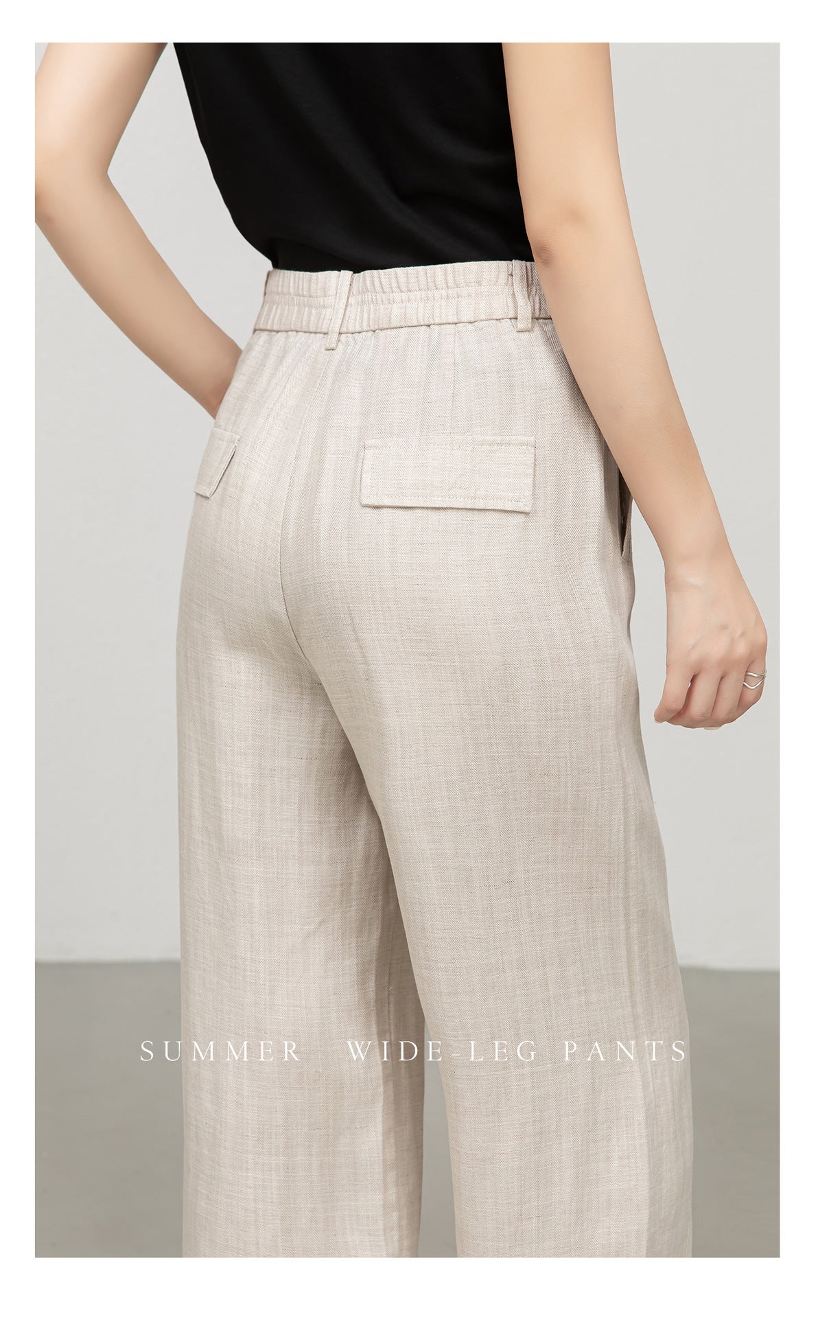 Natural beige wide leg trousers for warm days