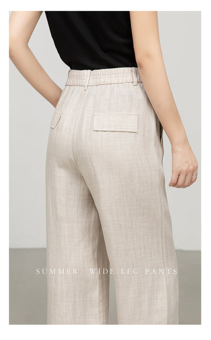 Natural beige wide leg trousers for warm days