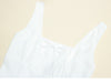 White linen a line midi sundress square neck summer