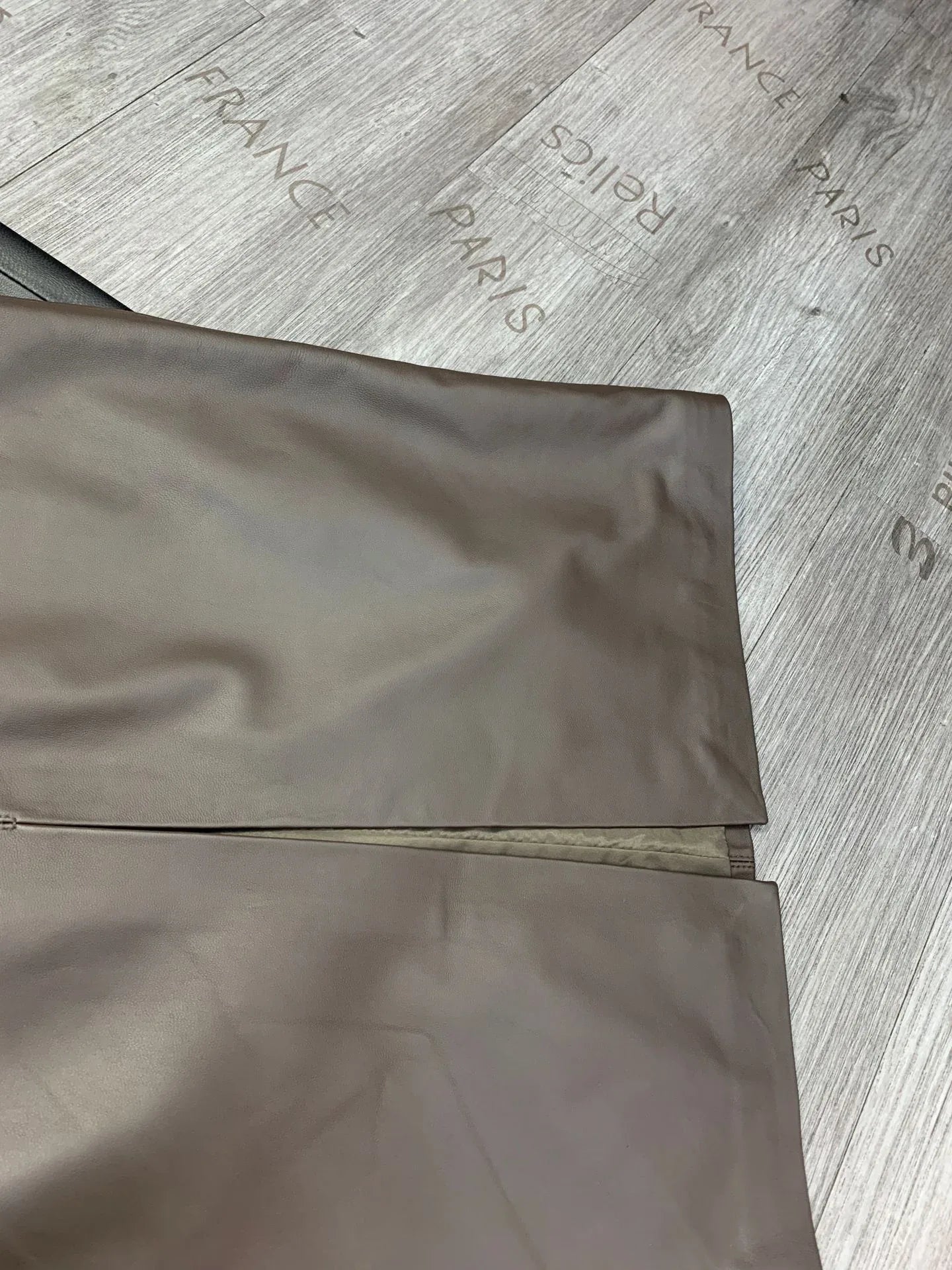 Women sheepskin leather midi skirt with belt