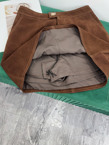 Women’s Leather Suede Mini Skirt A-Line