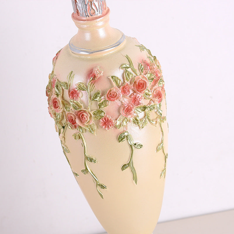 European floral fabric bedside table lamp