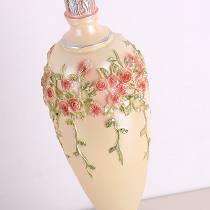 European floral fabric bedside table lamp