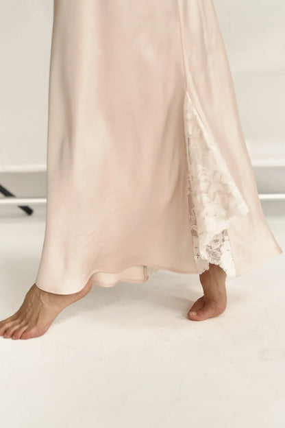 French style satin lace sleep dress