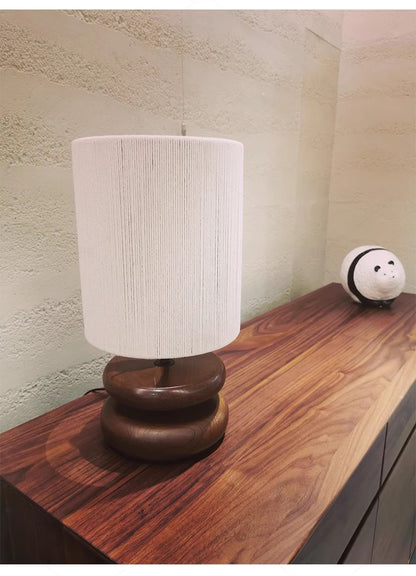 Wabi-sabi Solid Wood Table Lamp with Fabric Lampshade