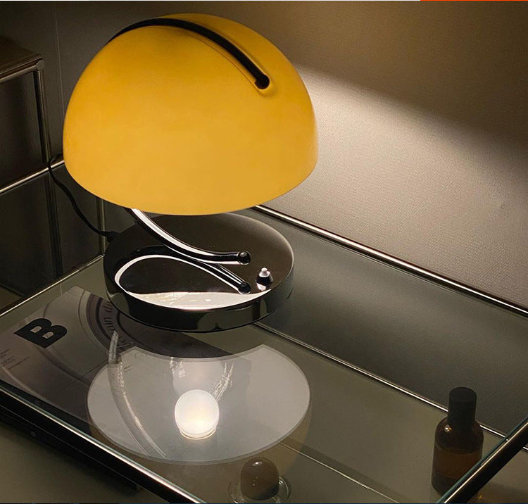 Yellow Glass Table Lamp Vintage Bauhaus Pudding Lamp