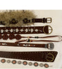 Retro western rivet belt women brown waist chain floral design