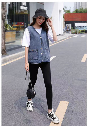 denim sleeveless jean vest