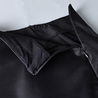 High Waist Sheer Overlay Long Office Skirt