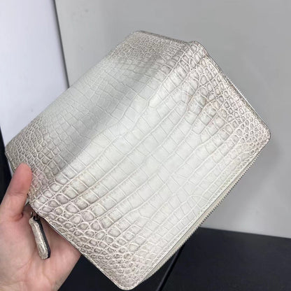 White Genuine Crocodile Leather Long Wallet
